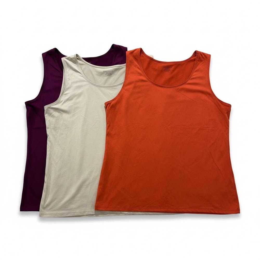 Charter Club 2X Purple Tan Orange Womens Tank Top Lot of 3 Casual Athleisure Set